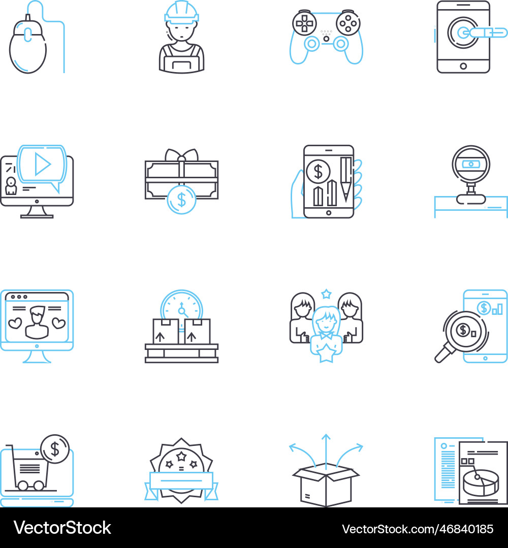 E-Mail-Management lineare Icons setzen inbox unread Vektorbild