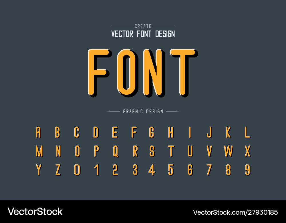 Font and alphabet with shadow letter style Font and alphabet with shadow letter style vector image