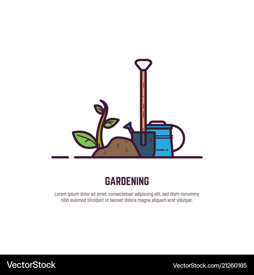 Gardening line banner Gardening line banner vector image
