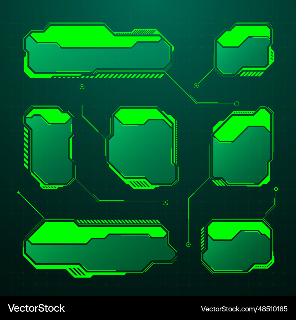 Green futuristic hud ui elements sci-fi user Green futuristic hud ui elements sci-fi user vector image