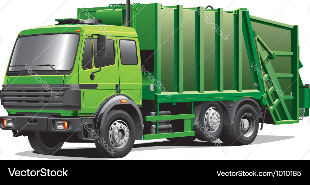 Green garbage truck Royalty Free Vector Image - VectorStock