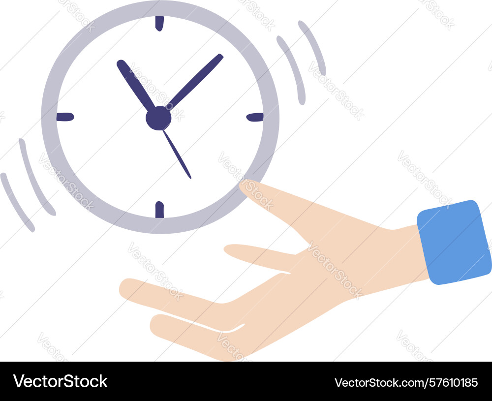 Hand holding a speeding analog clock icon design vector image