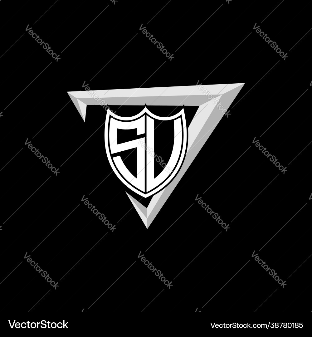 Initial letter s u shield shape with triangular Vector Image