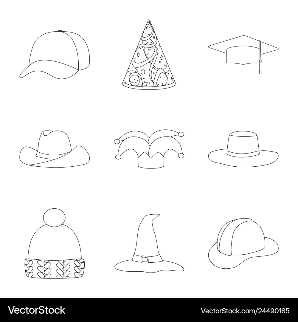 Isolated object of headgear and napper symbol set Isolated object of headgear and napper symbol set vector image