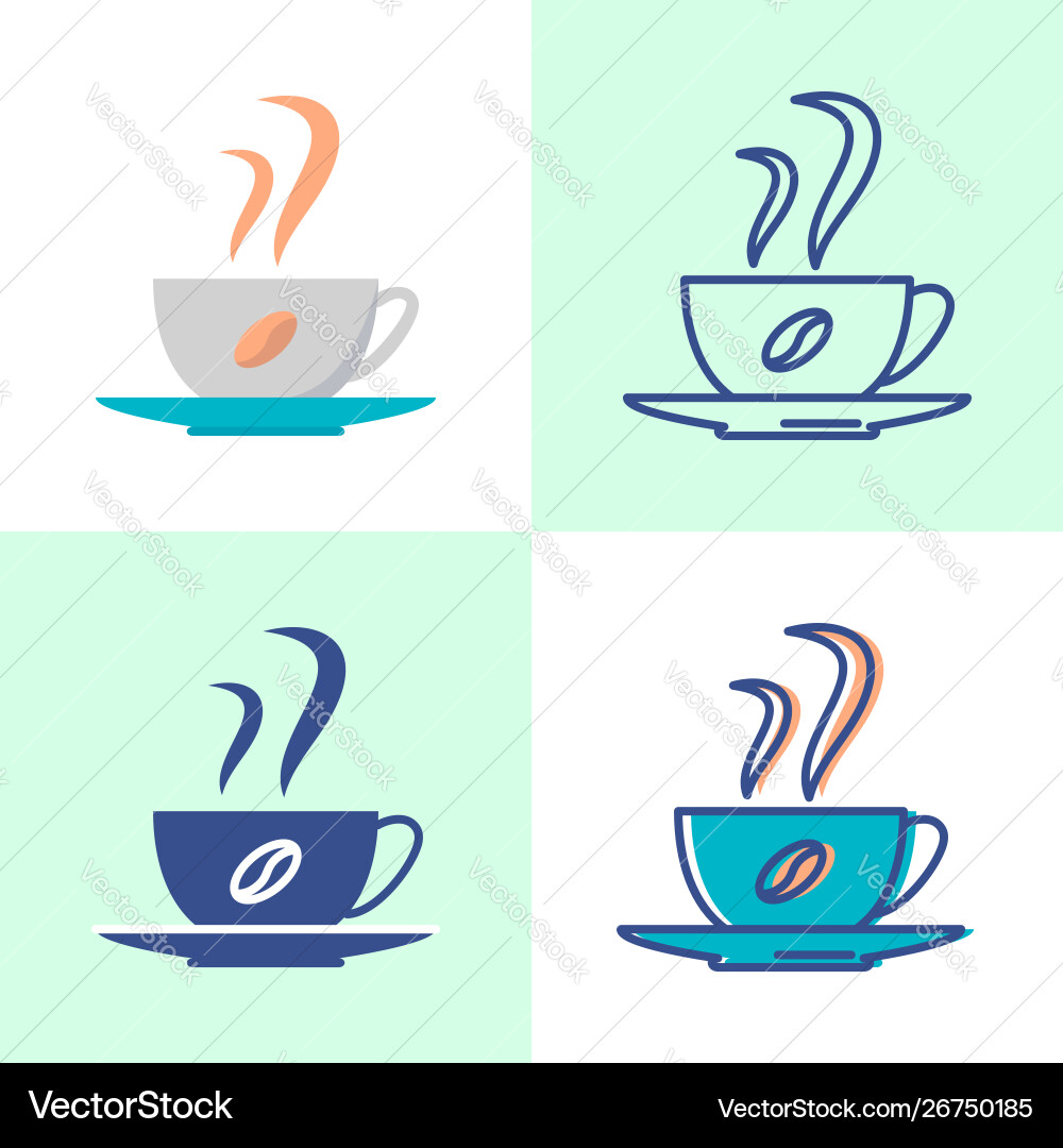 Kaffeebecher-Ikone im flachen und Linienstil Kaffeebecher-Ikone im flachen und Linienstil vektorbild