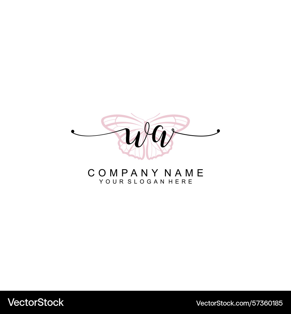 Minimalist handwritten wa initial logos with soft vector image