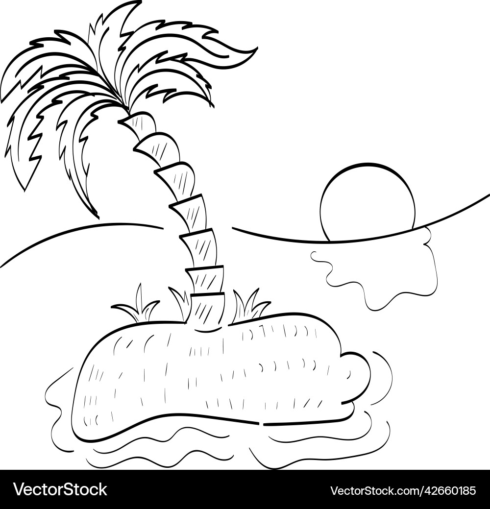 Palm tree line drawing for print Vector Image