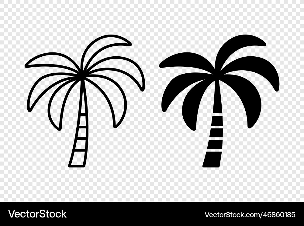 Palm trees tree icon set isolated Palm trees tree icon set isolated Vector Image