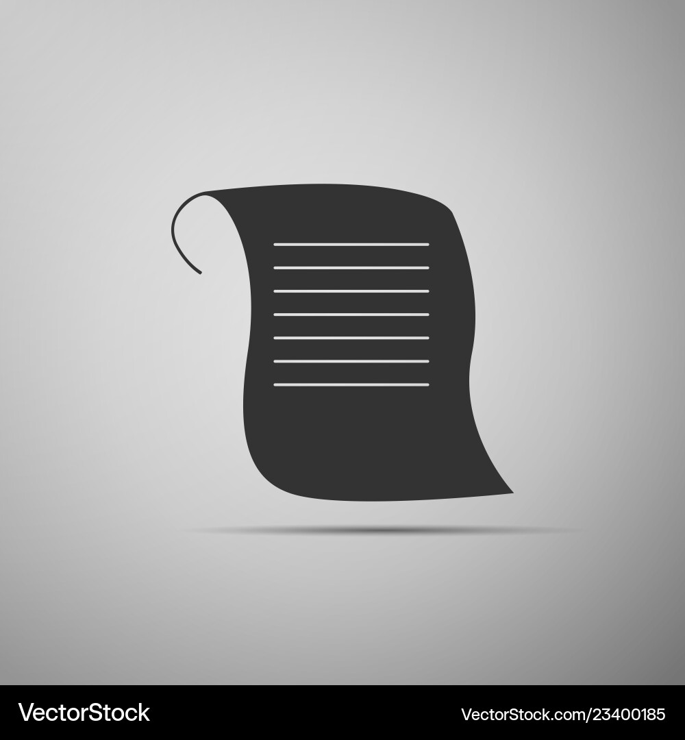 Paper scroll icon isolated on grey background Paper scroll icon isolated on grey background vector image