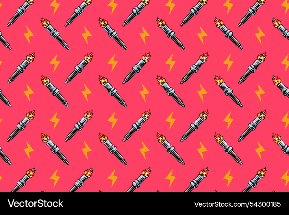 Retro sparking plug with fire thunder pattern Vector Image