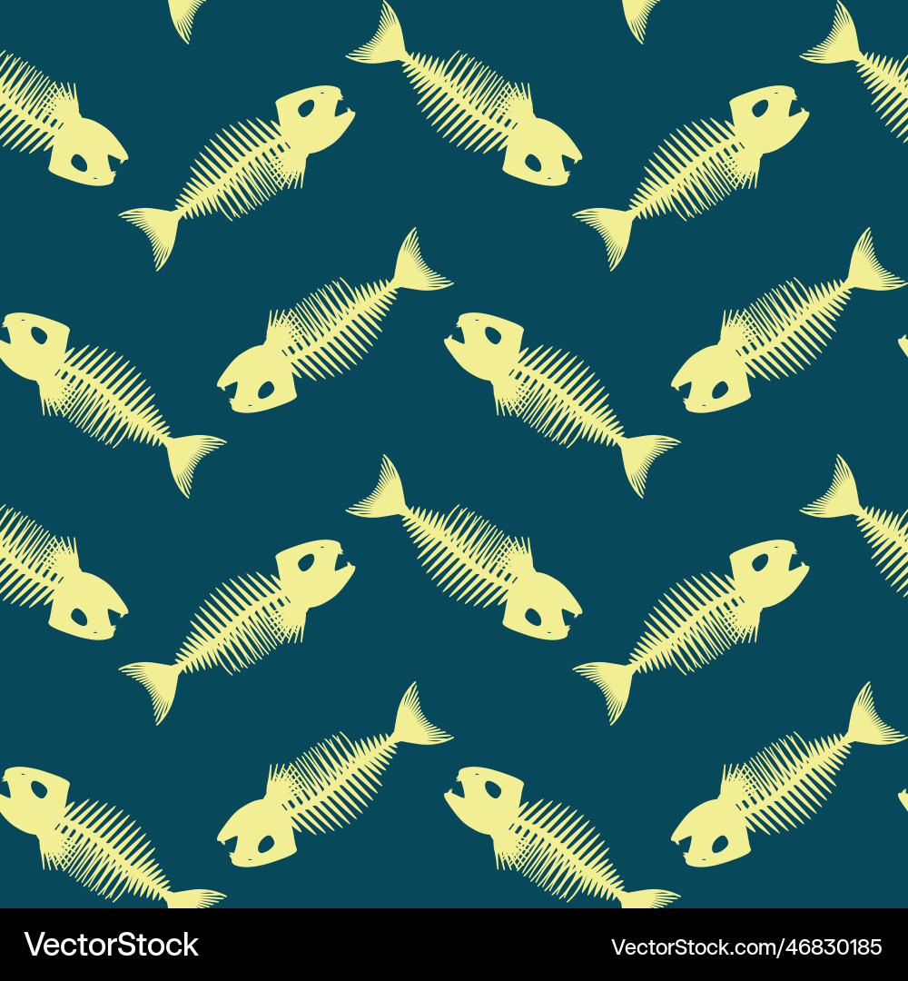 Seamless pattern with fish skeletons endless Seamless pattern with fish skeletons endless vector image