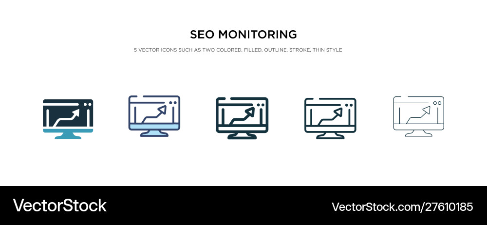 Seo monitoring icon in different style two Seo monitoring icon in different style two vector image