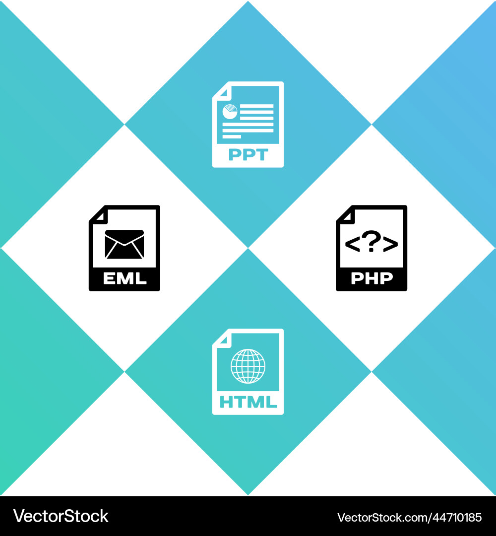 Set eml file document html ppt and php icon Set eml file document html ppt and php icon vector image
