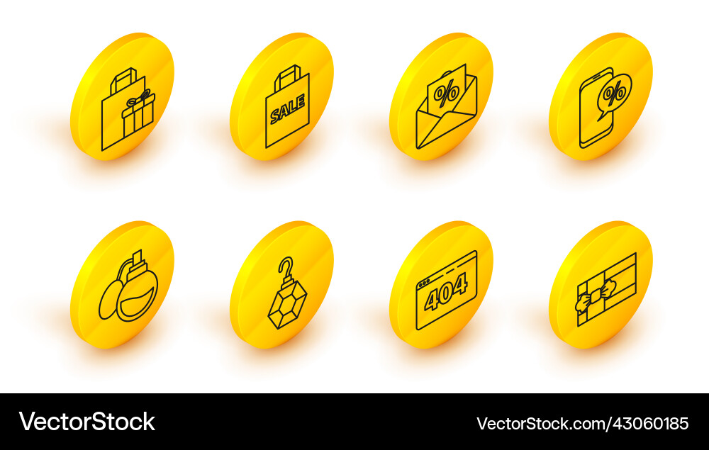 Set line gift box page with a 404 error earring Set line gift box page with a 404 error earring vector image