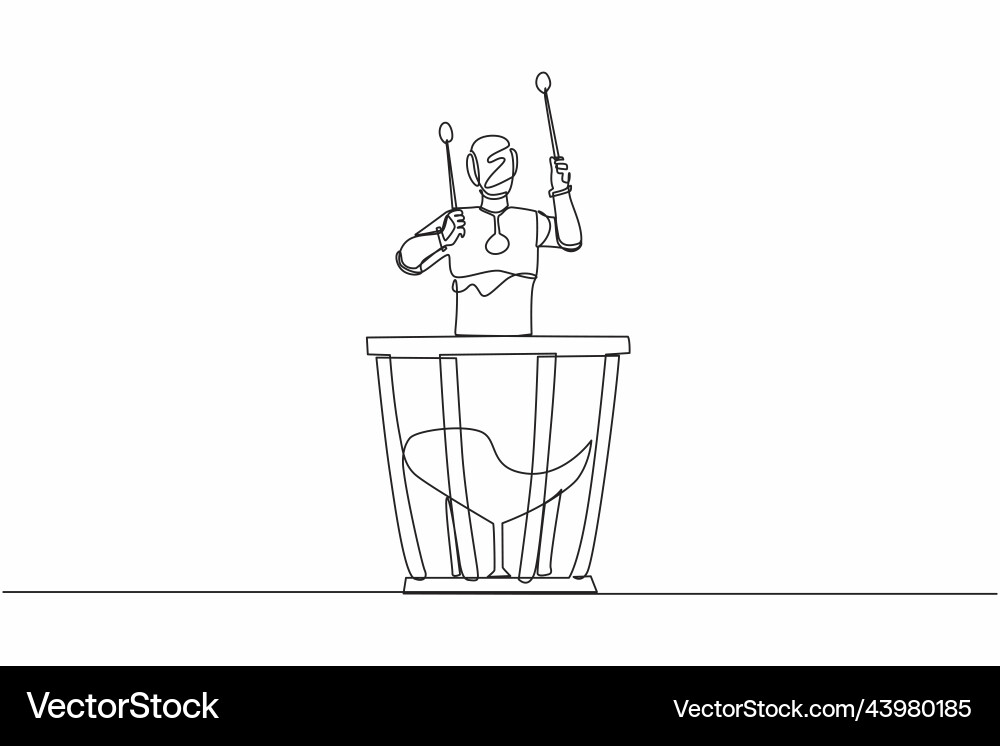 Single continuous line drawing robot percussion Single continuous line drawing robot percussion Vector Image