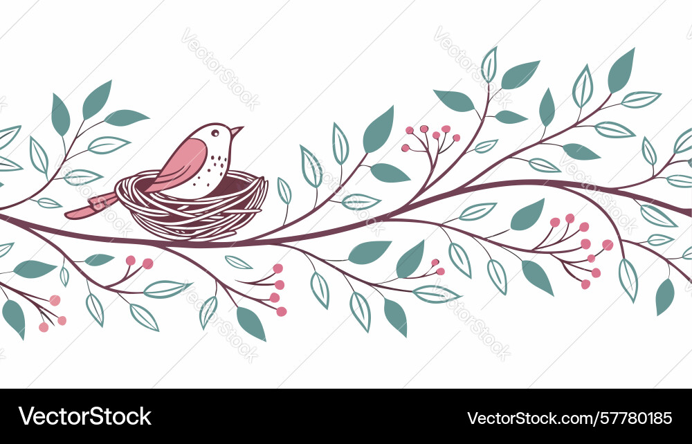 Small bird on branch with sparse foliage Vector Image