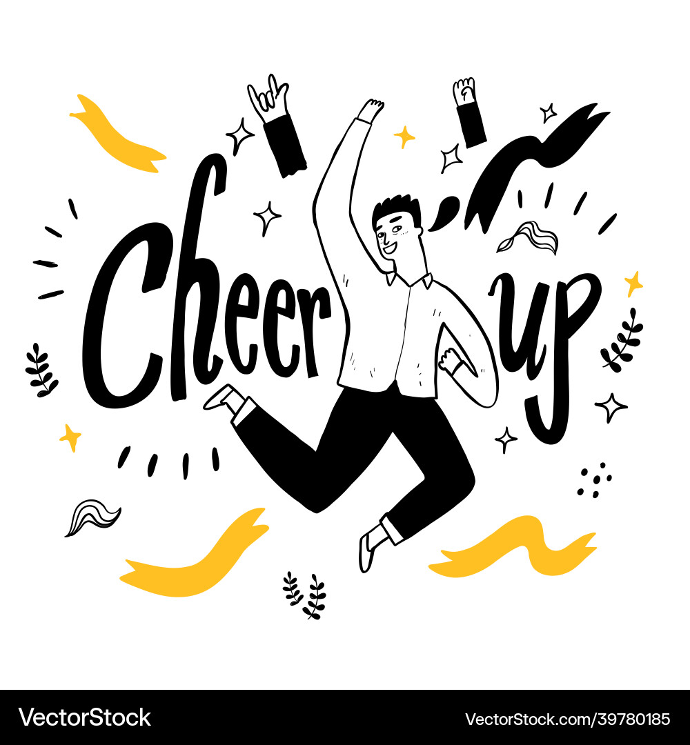 Young man be happy jump Young man be happy jump vector image