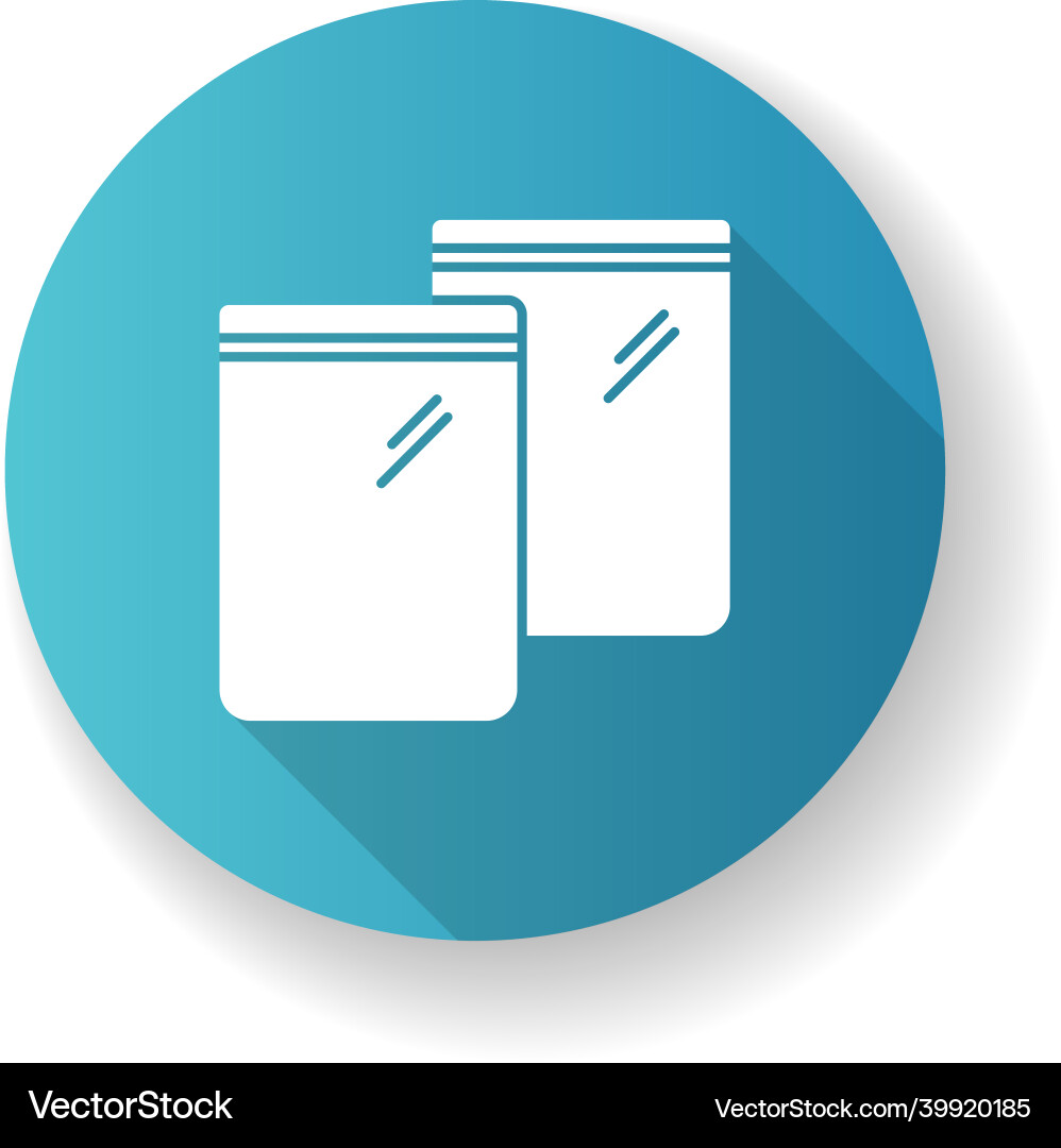 Zip bag blue flat design long shadow glyph icon Zip bag blue flat design long shadow glyph icon vector image