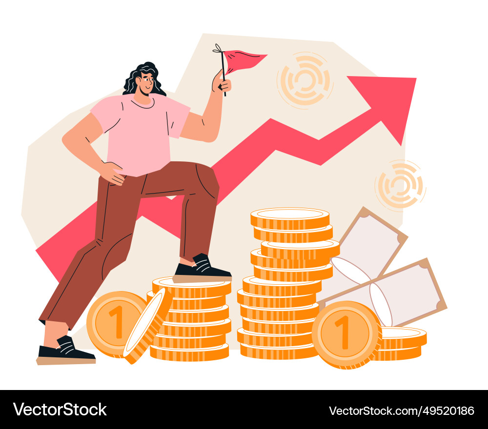 Achieving financial success and reaching career Achieving financial success and reaching career Vector Image