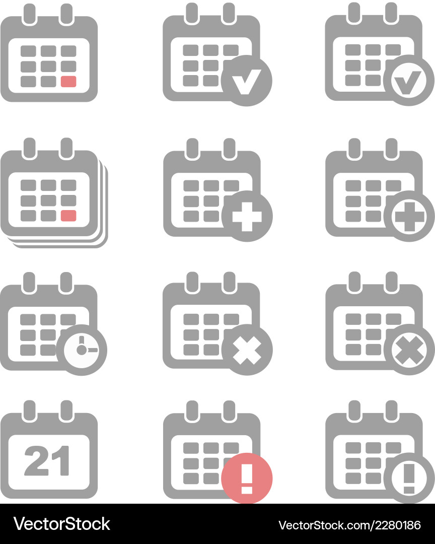 Calendar Icons - Add, Delete, Alert vector image