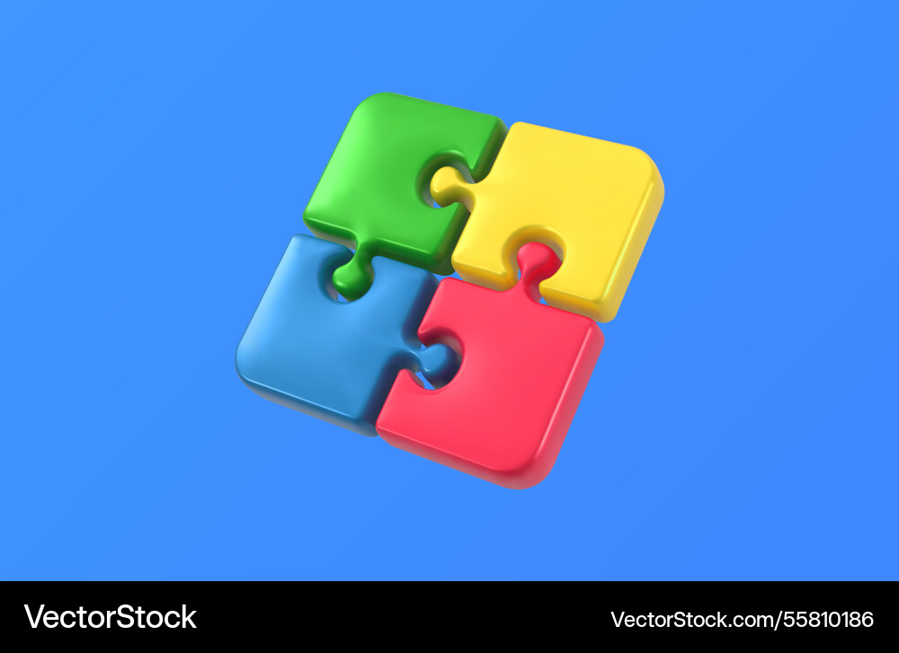 Colorful 3d puzzle pieces in green yellow blue Colorful 3d puzzle pieces in green yellow blue vector image
