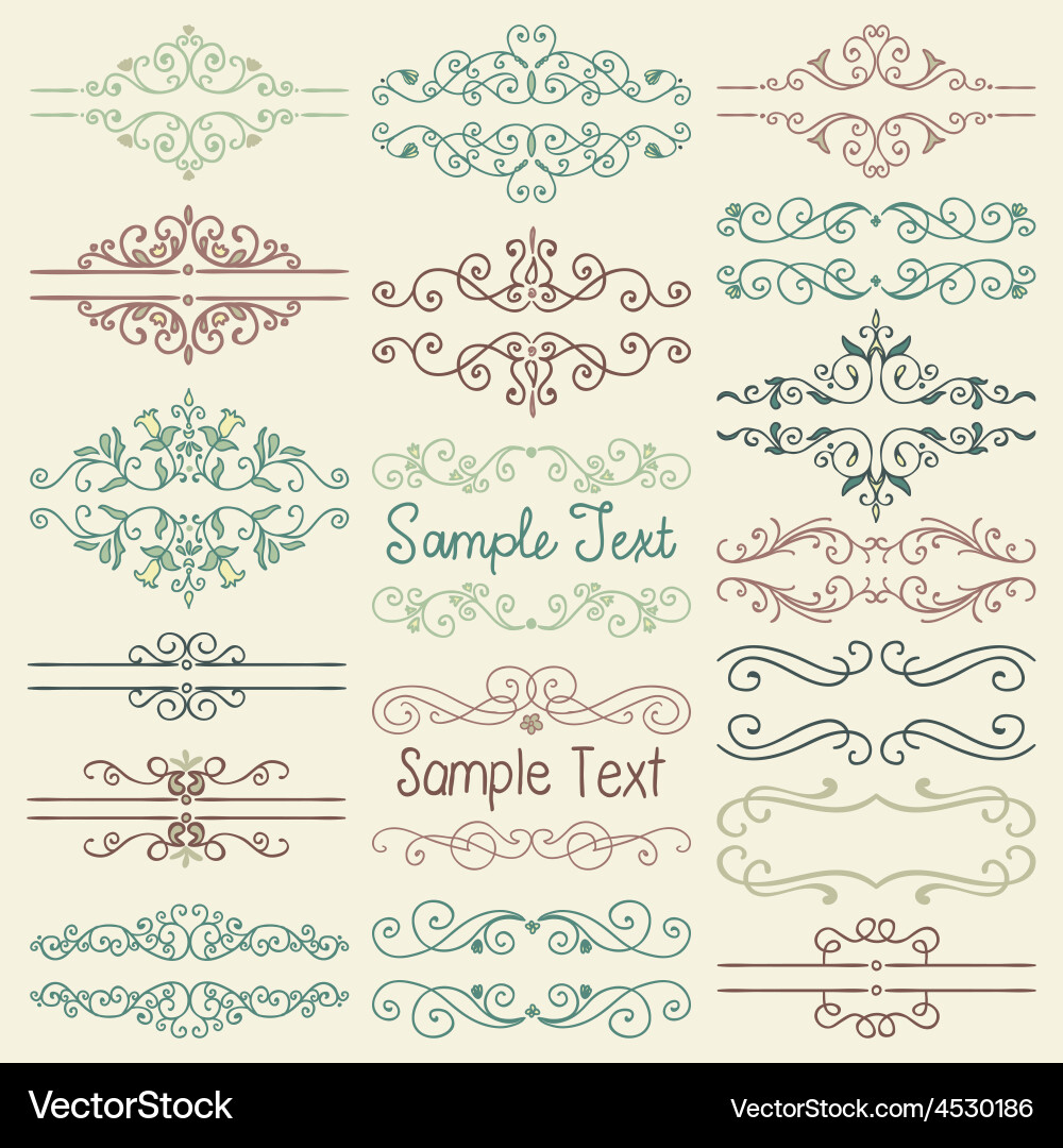 Colorful hand drawn dividers frames Royalty Free Vector
