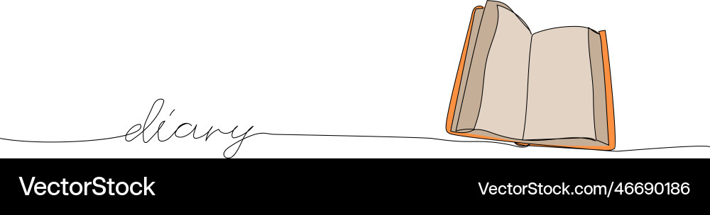 Diary one line colored art continuous color Diary one line colored art continuous color Vector Image