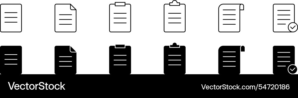Document icon set line and glyph file Vector Image
