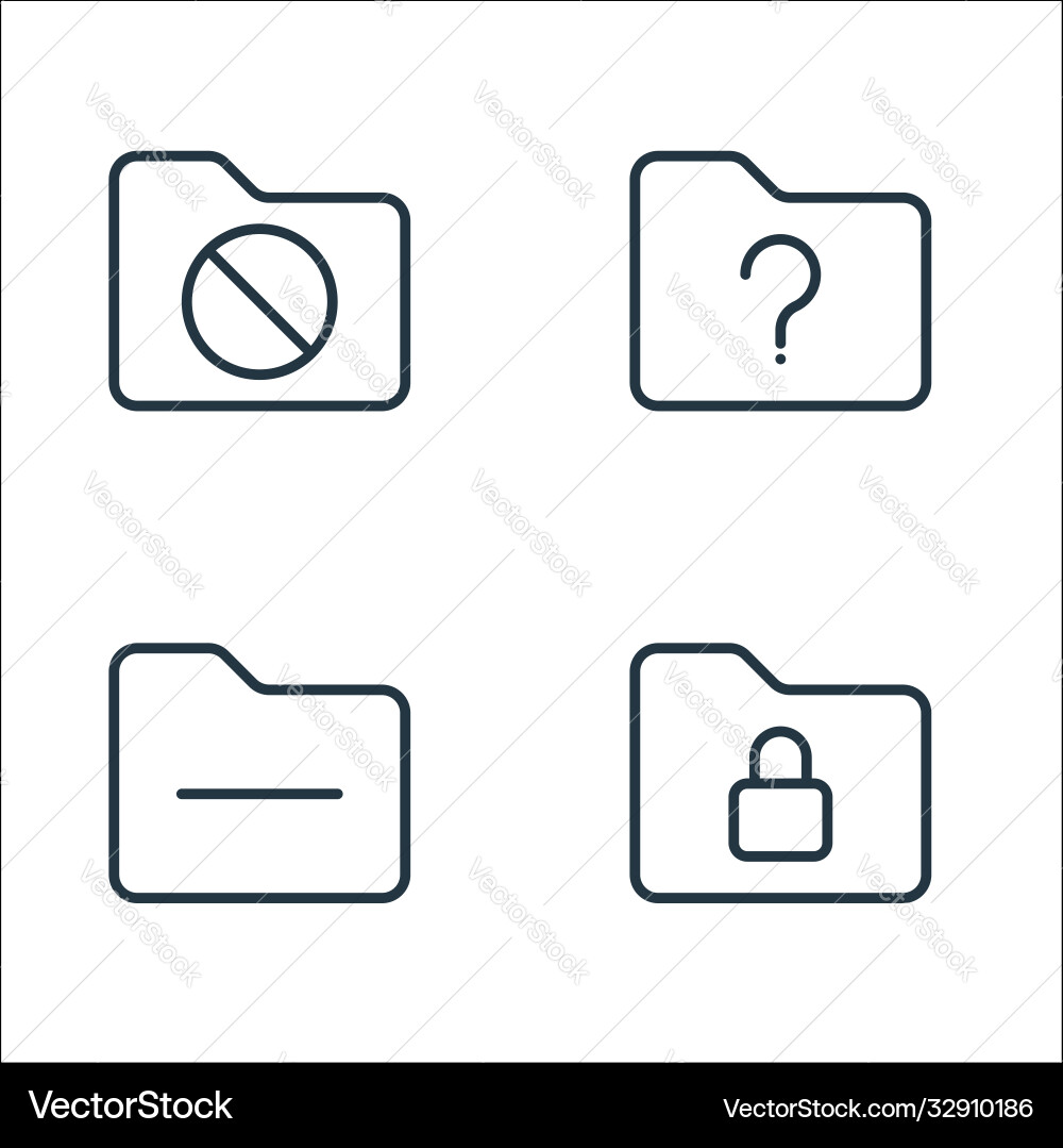 Folder line icons linear set quality Folder line icons linear set quality vector image
