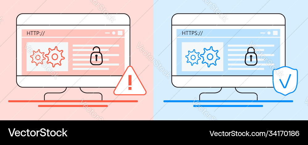 Http and https protocols difference concept vector image