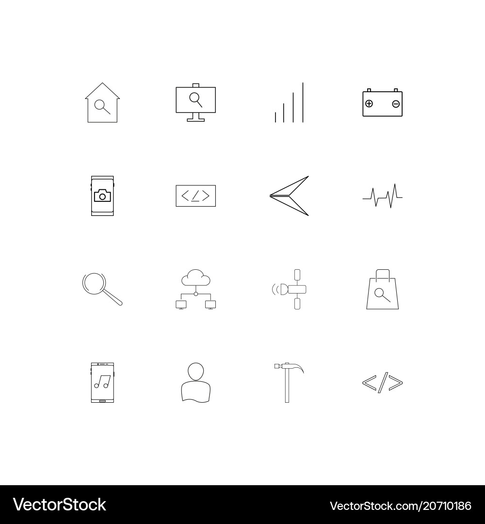 Internet of things simple linear icons set vector image