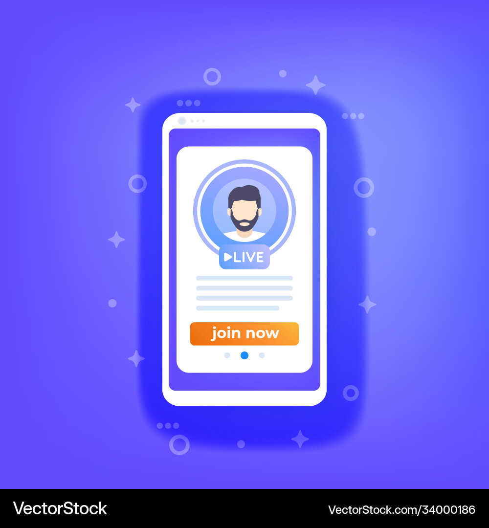 Join live stream mobile app ui Join live stream mobile app ui vector image