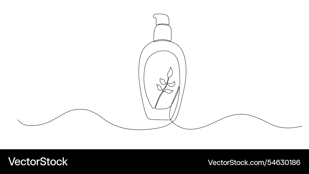 Liquid soap one continuous line hand Liquid soap one continuous line hand Vector Image