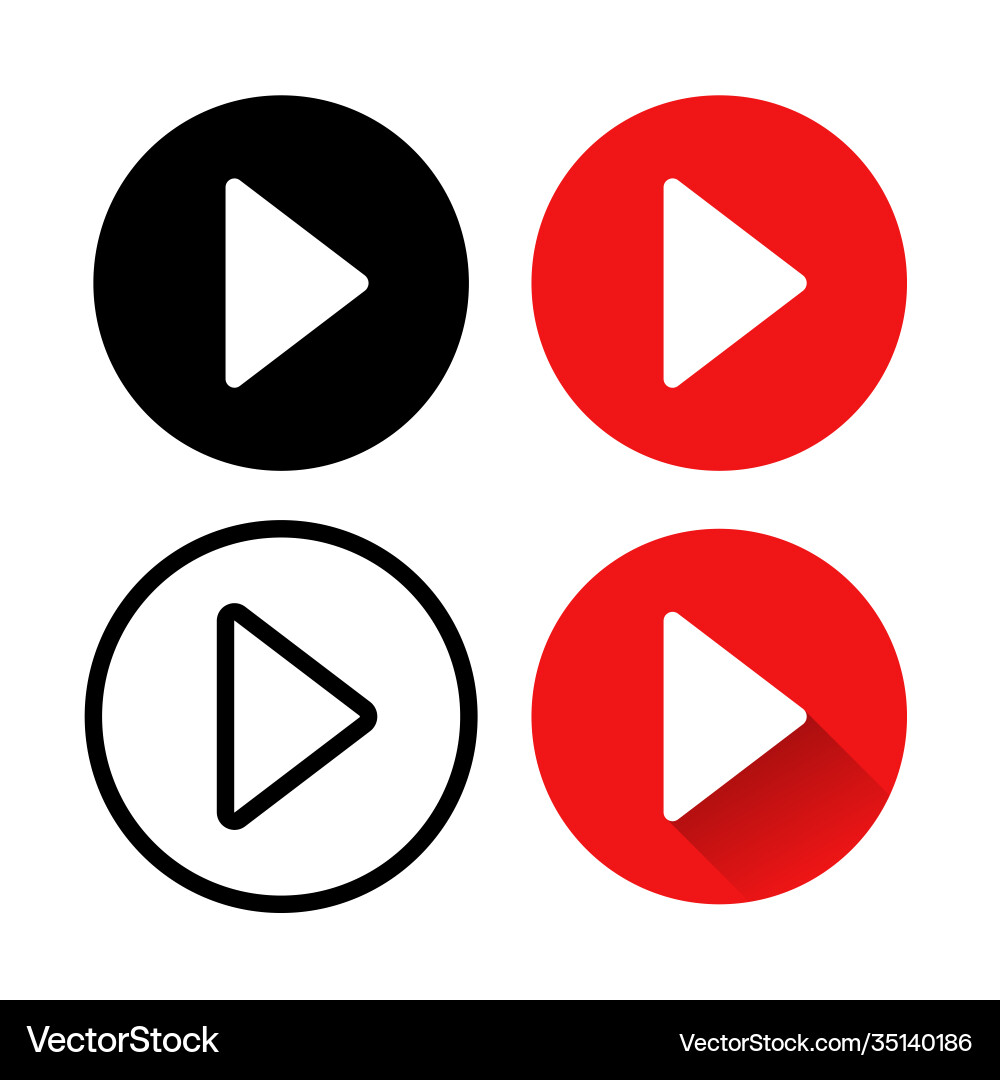 Play button icon web isolated elements video vector image