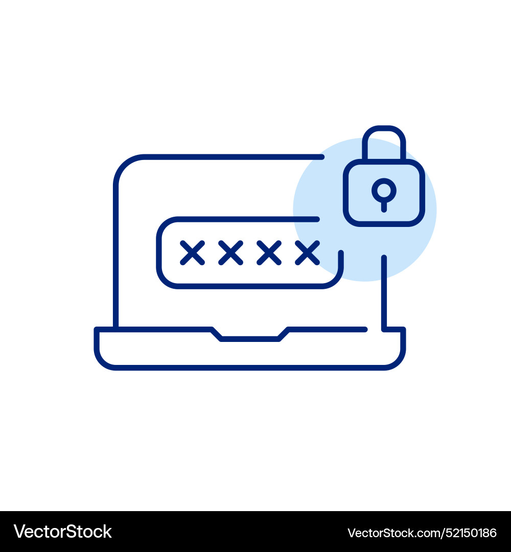 Protected laptop entry interface password input Protected laptop entry interface password input vector image