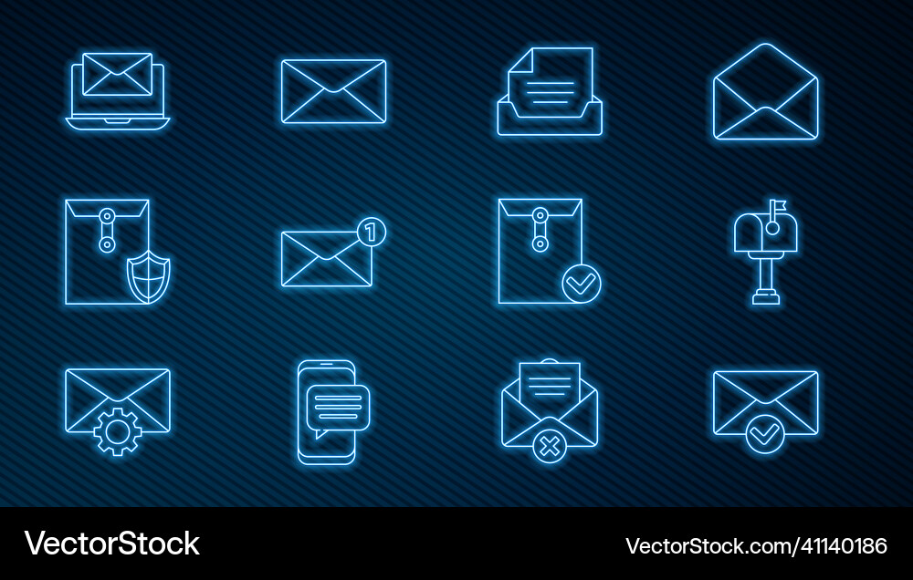 Set line envelope and check mark mail box drawer Vector Image