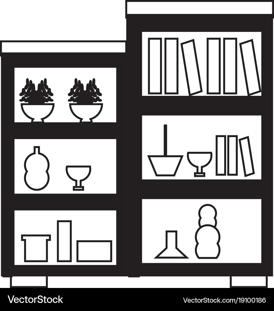 Shelves unit with decorative objects Vector Image