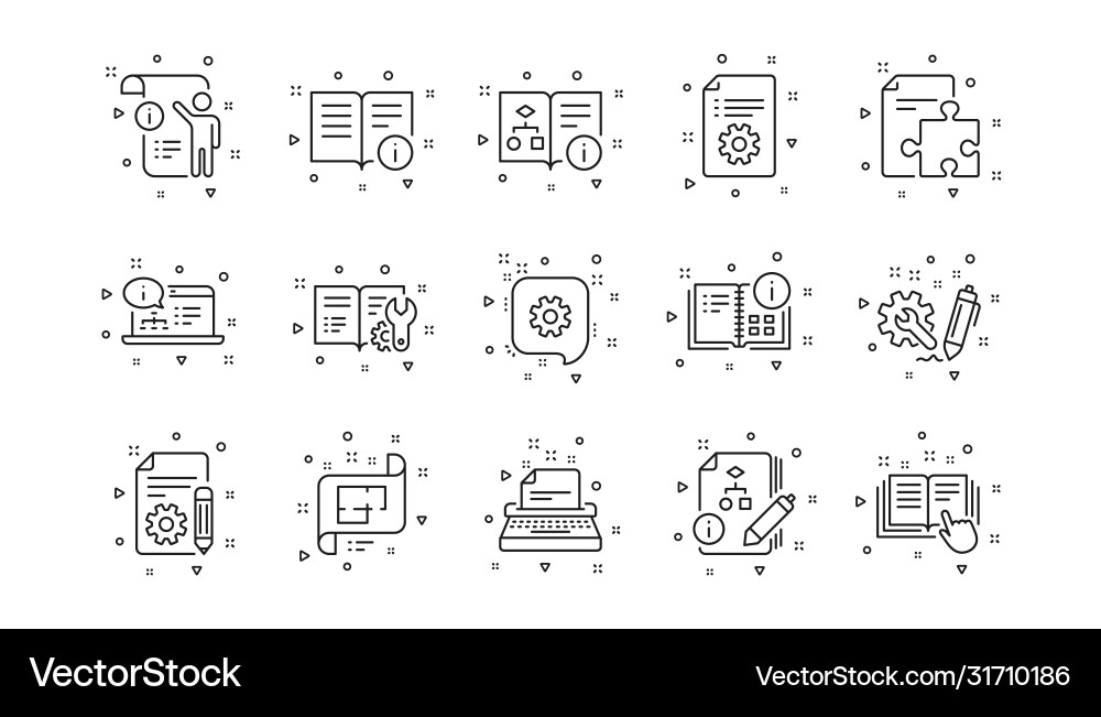 Technical documentation line icons instruction Technical documentation line icons instruction vector image