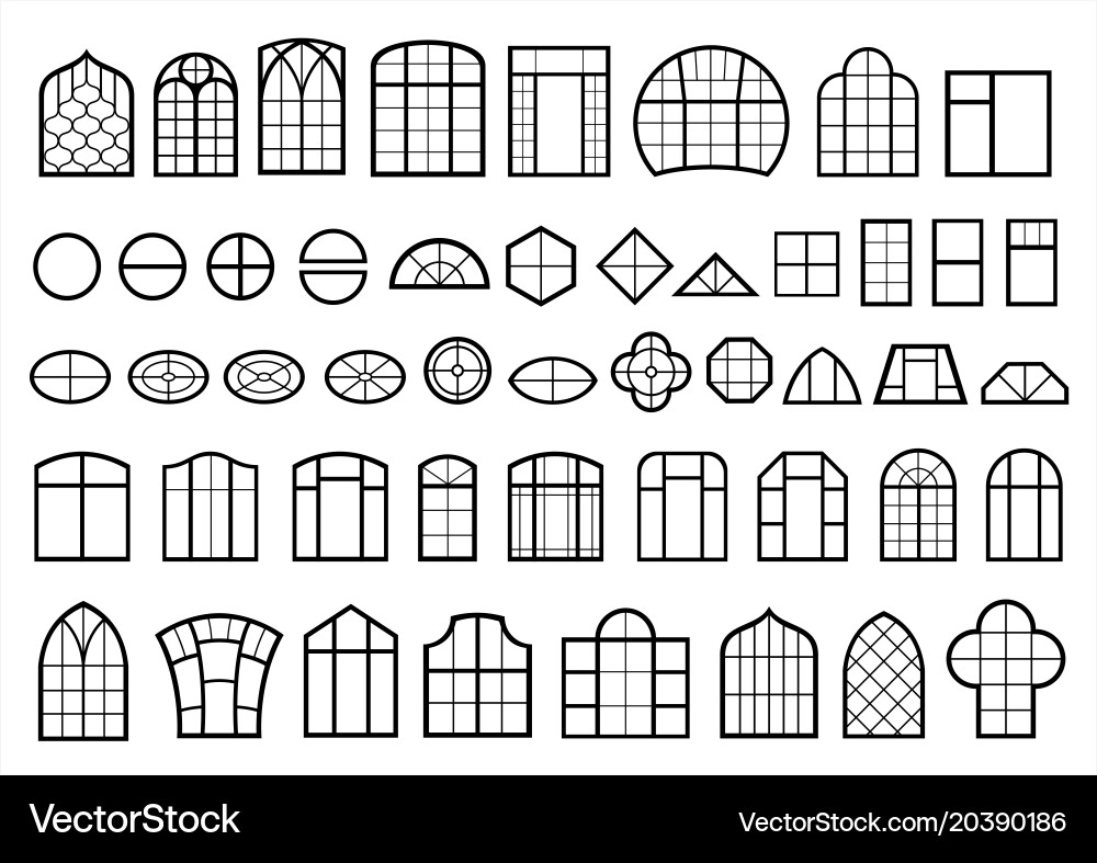 Window Icon Set - Styles & Forms vector image