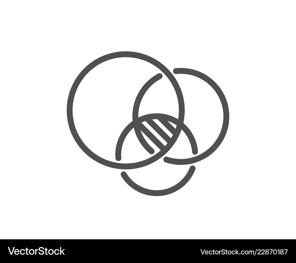 Euler diagram line icon eulerian circles sign Vector Image