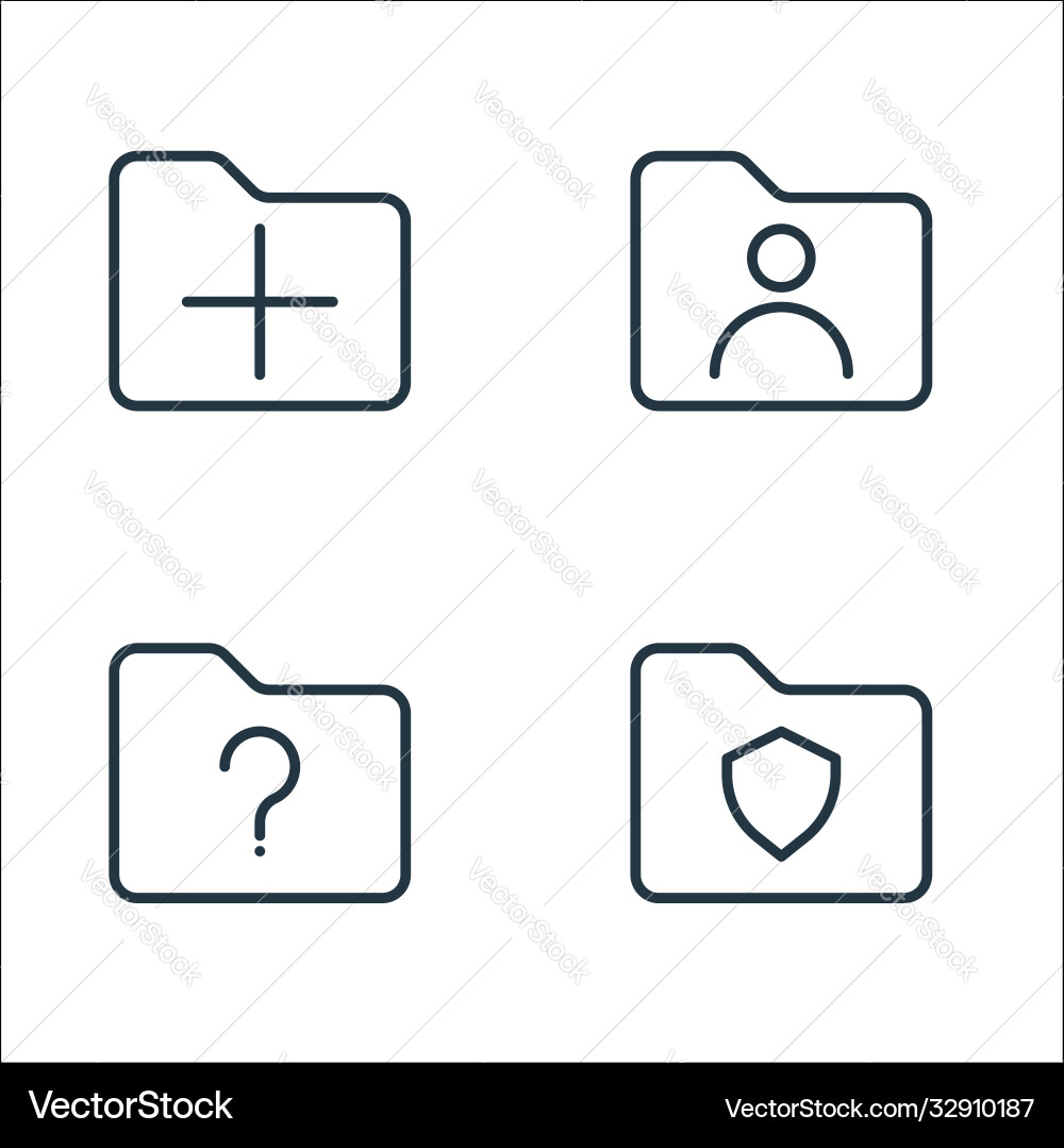 Folder line icons linear set quality Folder line icons linear set quality vector image