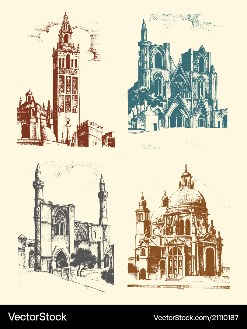 Historical old building facade in venice gothic Historical old building facade in venice gothic vector image