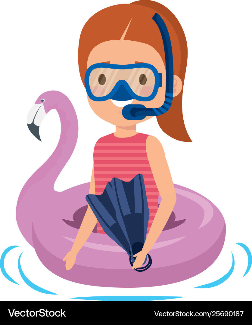 Little girl with flemish float and snorkel Little girl with flemish float and snorkel vector image