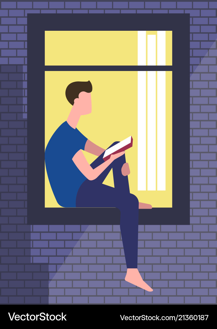 Man Reading by Window vector image