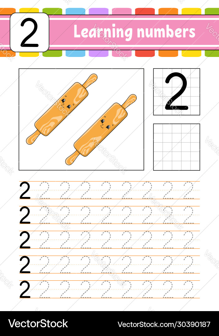 Number 2 trace and write handwriting practice Number 2 trace and write handwriting practice vector image