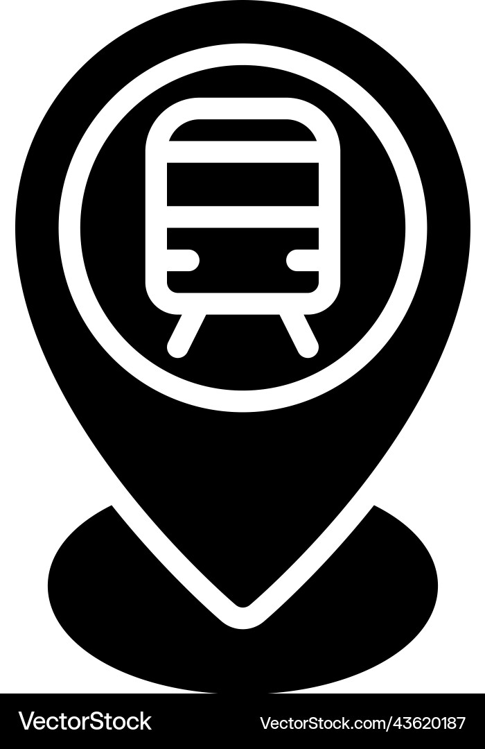 Pin with train icon location map and navigation vector image