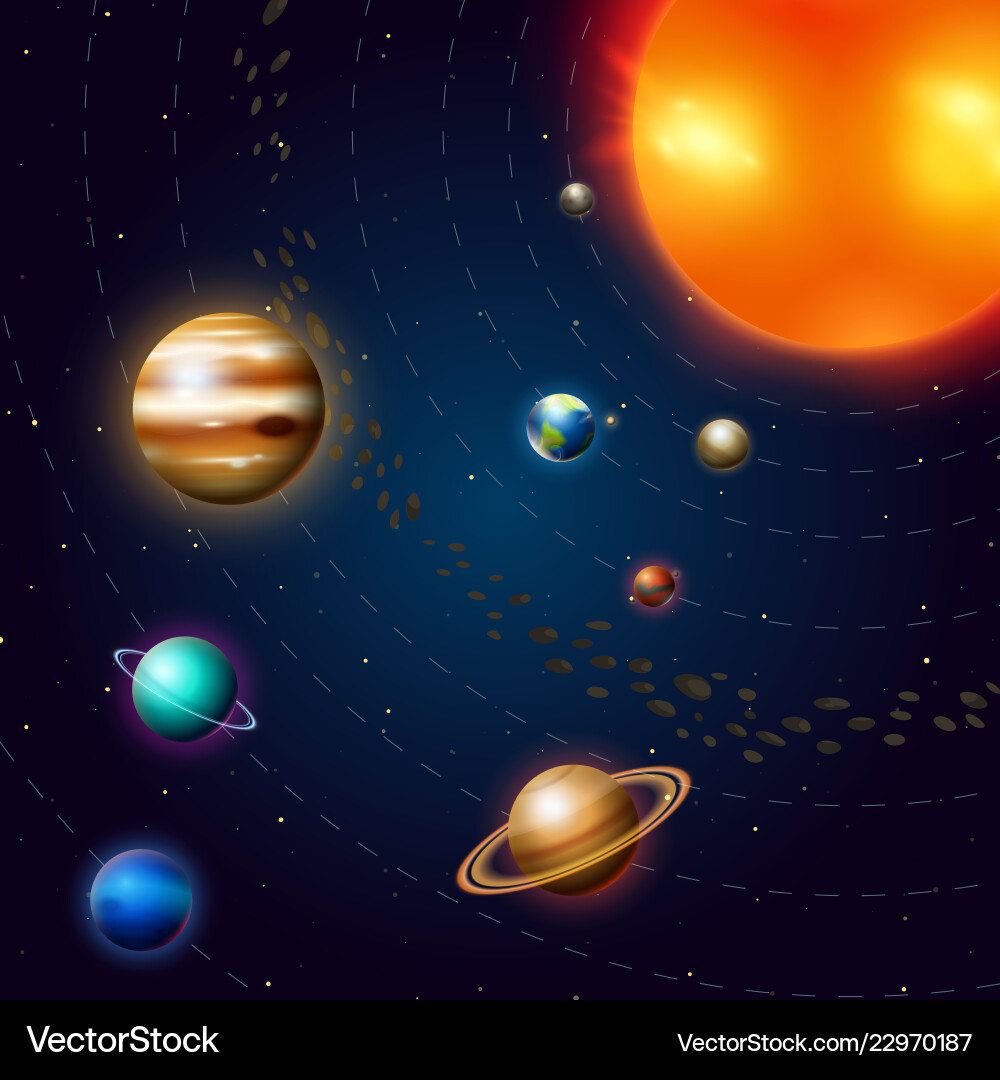 Planets of the solar system milky way space Planets of the solar system milky way space vector image