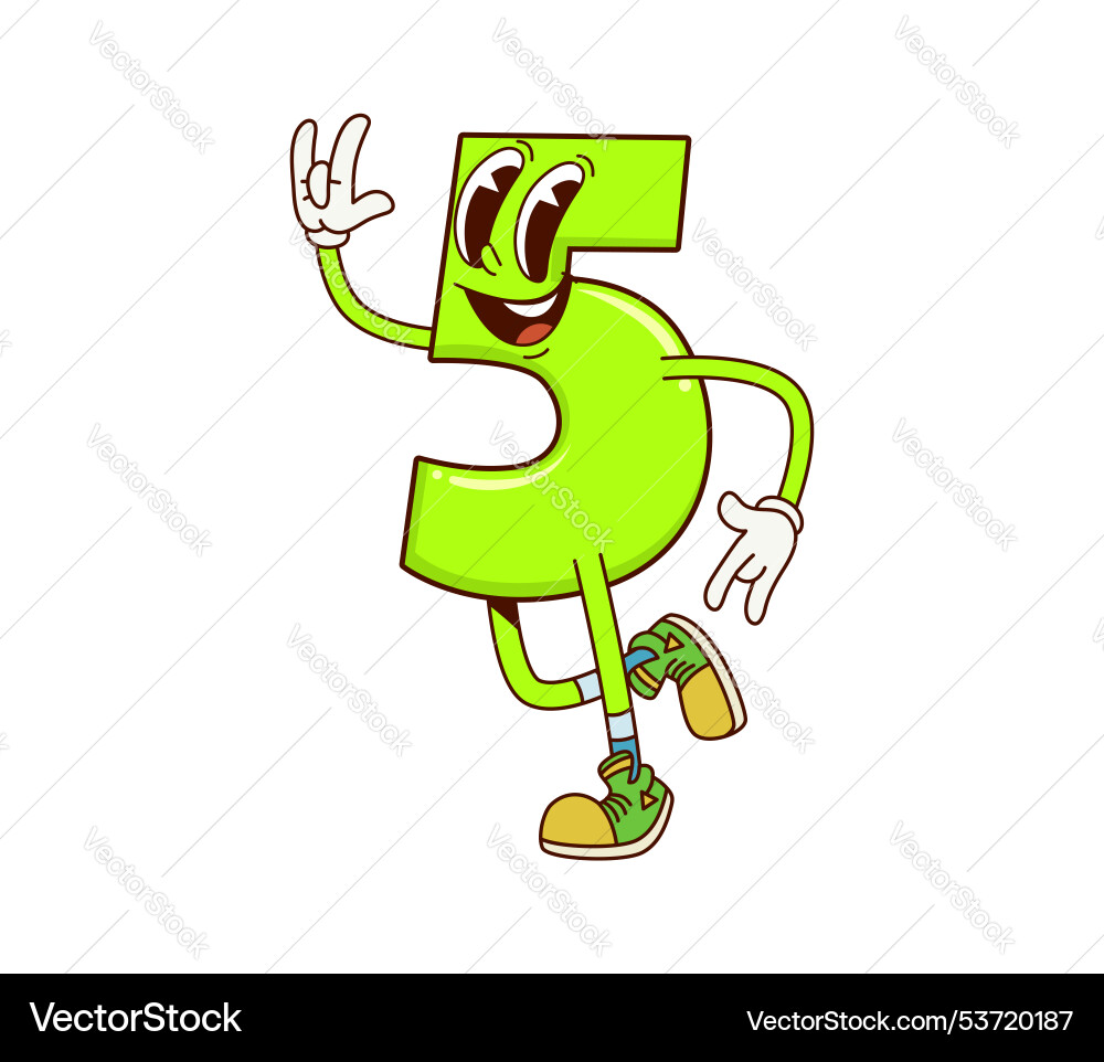 Retro 60s Math Number Five vector image