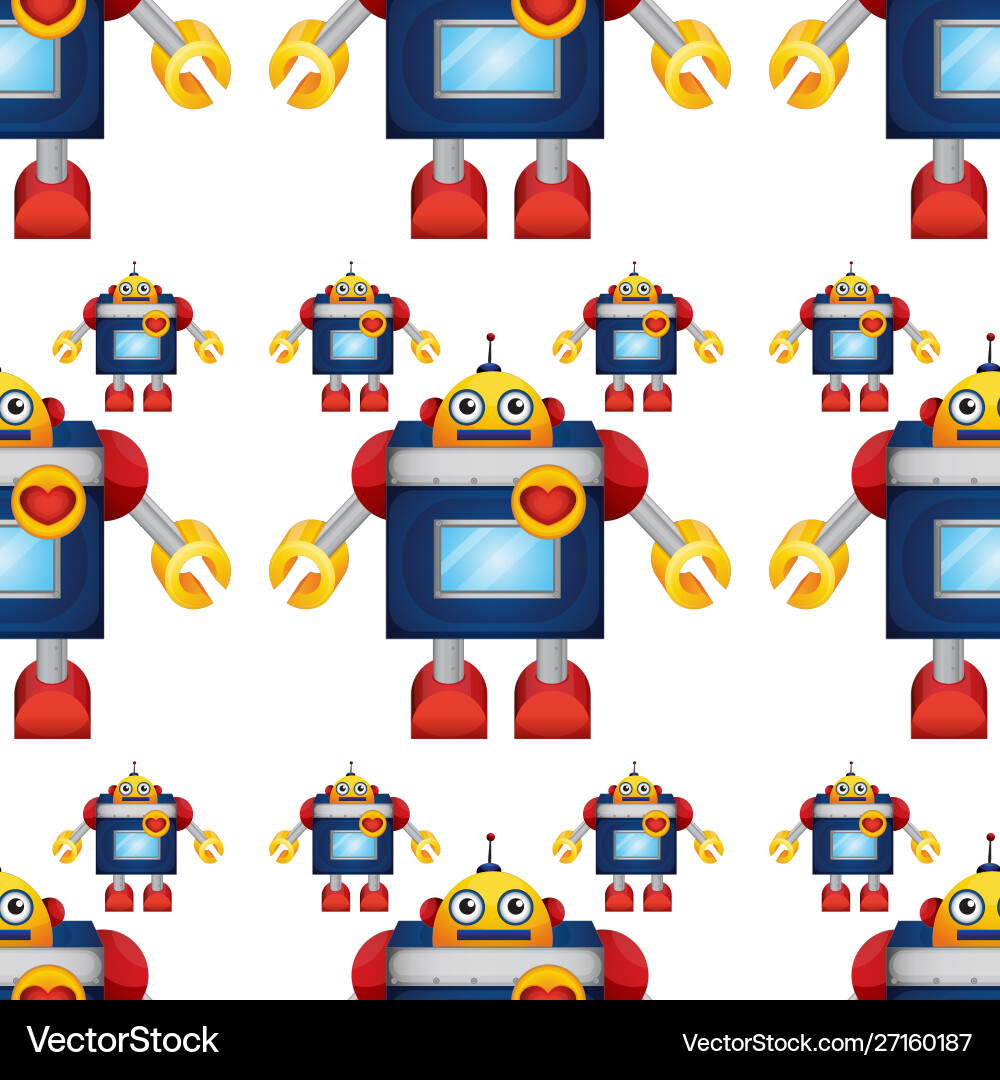 Seamless pattern tile cartoon with toy robot Vector Image