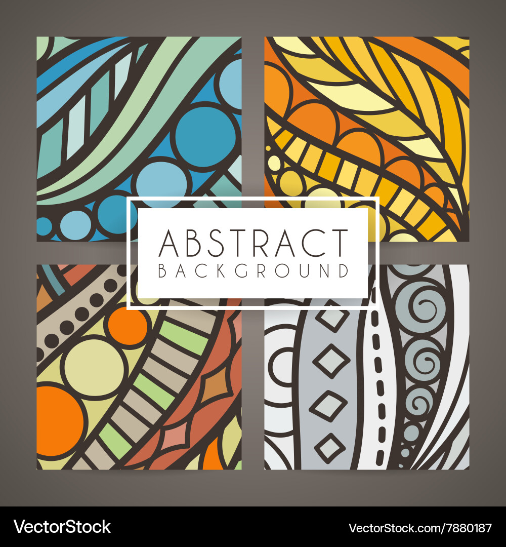Set of four colorful intricate patterns vector image